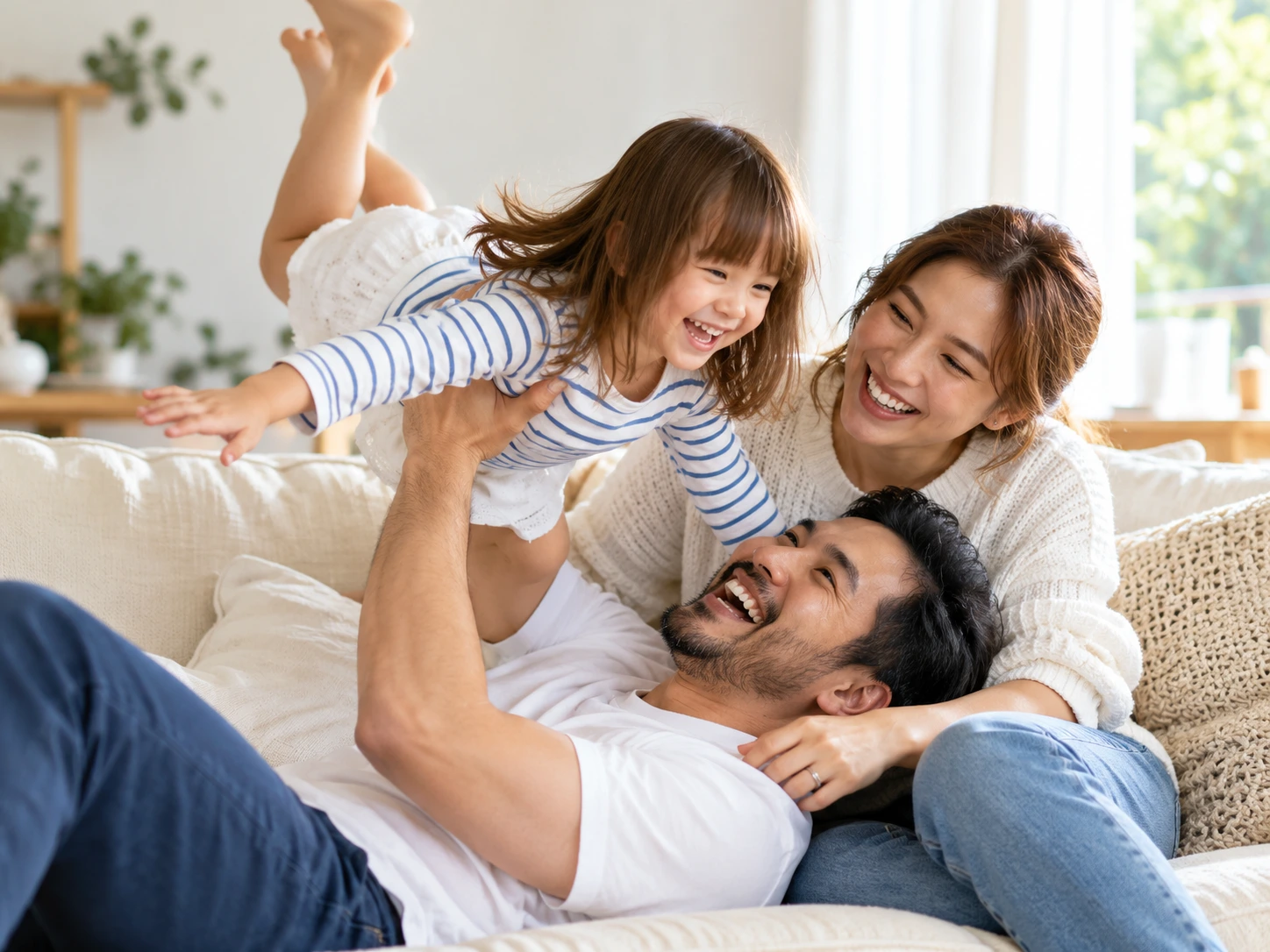 A family spending time together at home